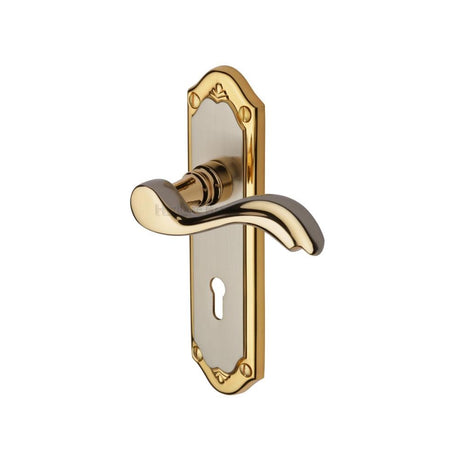 This is an image of a Heritage Brass - Door Handle Lever Lock Lisboa Design Jupiter Finish, mm991-jp that is available to order from T.H Wiggans Ironmongery in Kendal.