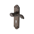 This is an image of a Heritage Brass - Door Handle Lever Lock Lisboa Design Matt Bronze Finish, mm991-mb that is available to order from T.H Wiggans Ironmongery in Kendal.