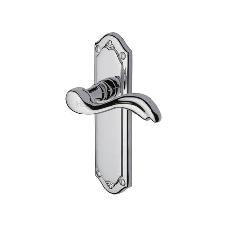 This is an image of a Heritage Brass - Door Handle Lever Latch Lisboa Design Polished Chrome Finish, mm992-pc that is available to order from T.H Wiggans Ironmongery in Kendal.