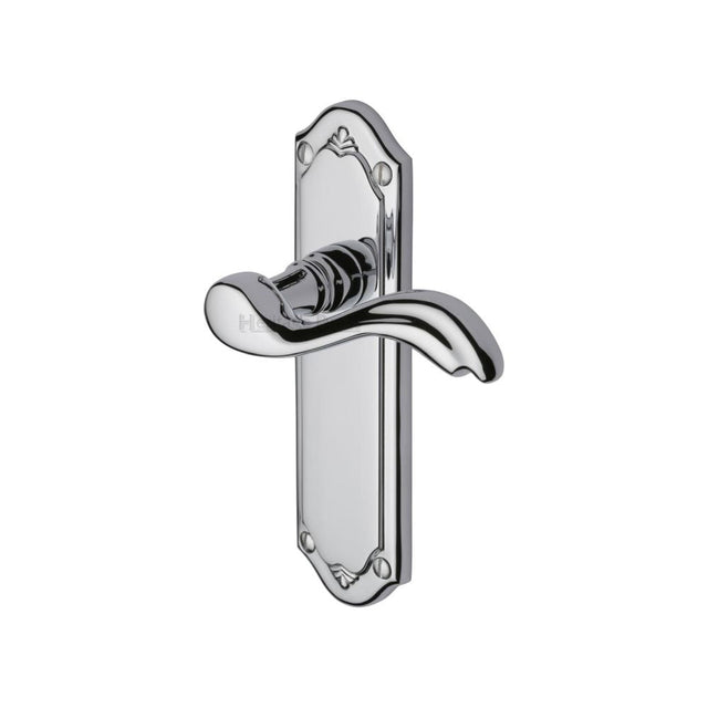 This is an image of a Heritage Brass - Door Handle Lever Latch Lisboa Design Polished Chrome Finish, mm992-pc that is available to order from T.H Wiggans Ironmongery in Kendal.