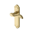 This is an image of a Heritage Brass - Door Handle Lever Latch Lisboa Design Satin Brass Finish, mm992-sb that is available to order from T.H Wiggans Ironmongery in Kendal.