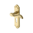 This is an image of a Heritage Brass - Door Handle for Euro Profile Plate Lisboa Design Satin Brass Fin, mm994-48-sb that is available to order from T.H Wiggans Ironmongery in Kendal.
