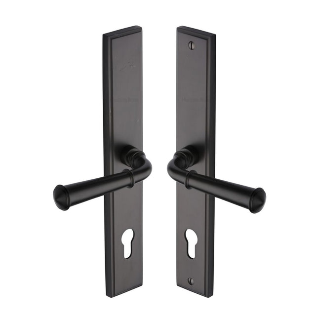 This is an image of a Heritage Brass - Multi-Point Door Handle Lever Lock Colonial LH Design Matt Bron, mp1932-lh-mb that is available to order from T.H Wiggans Ironmongery in Kendal.