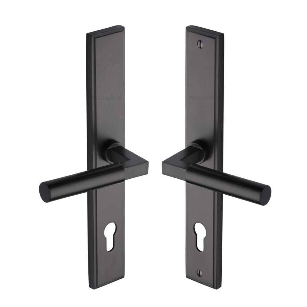This is an image of a Heritage Brass - Multi-Point Door Handle Lever Lock Bauhaus LH Design Matt Bronz, mp2259-lh-mb that is available to order from T.H Wiggans Ironmongery in Kendal.