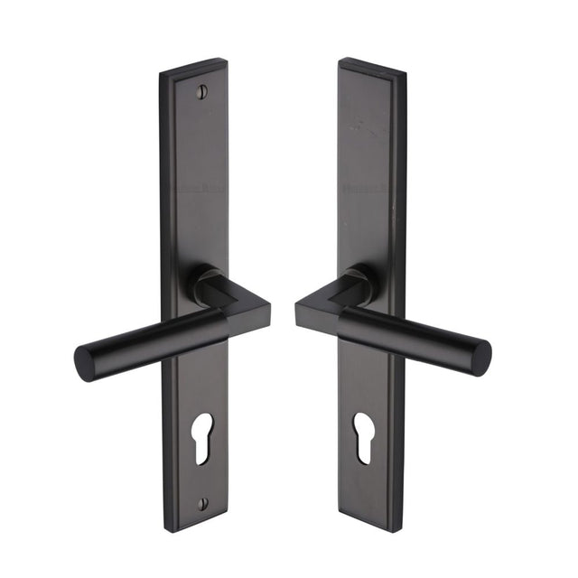 This is an image of a Heritage Brass - Multi-Point Door Handle Lever Lock Bauhaus RH Design Matt Bronz, mp2259-rh-mb that is available to order from T.H Wiggans Ironmongery in Kendal.