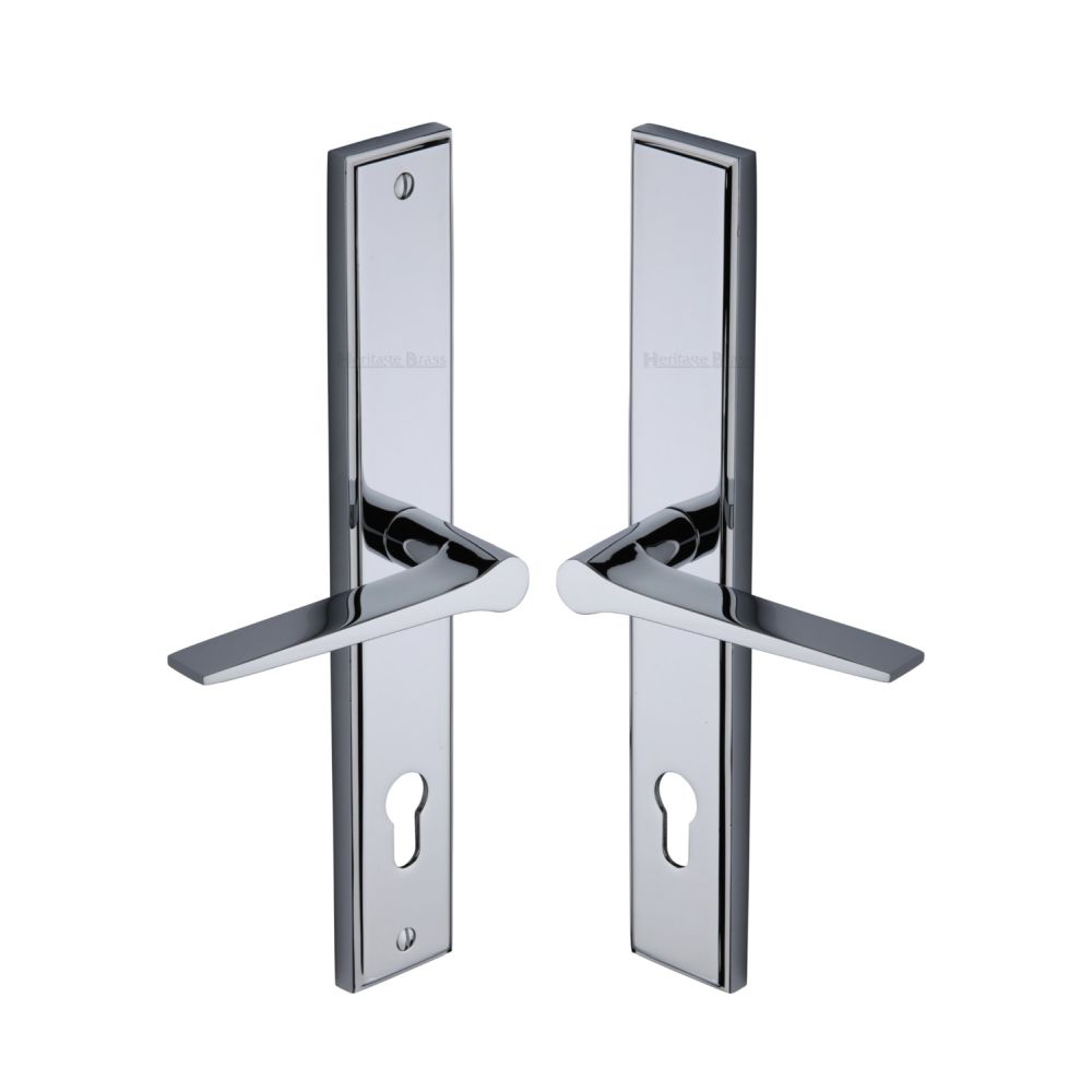 This is an image of a Heritage Brass - Multi-Point Door Handle Lever Lock Gio RH Design Polished Chrome Fi, mp4189-rh-pc that is available to order from T.H Wiggans Ironmongery in Kendal.