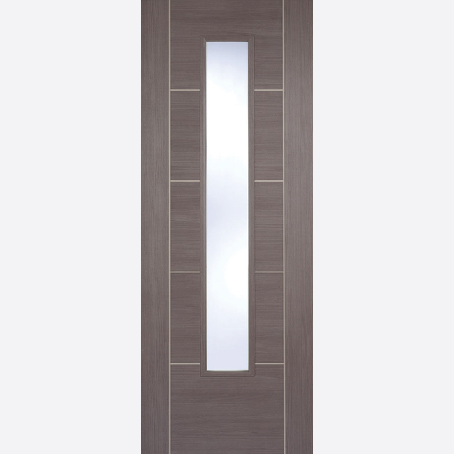 This is an image showing the LPD - Vancouver Laminate Glazed Pre-finished Medium Grey Laminate Doors Available to order from T.H. Wiggans Ironmongery in Kendal