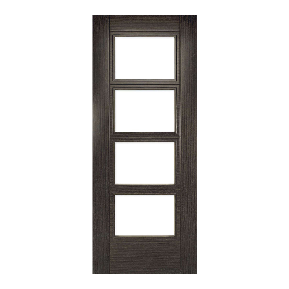 This is an image of Deanta Montreal Dark Grey Ash Clear Glazed Doors available to order from T.H. Wiggans Ironmongery in Kendal