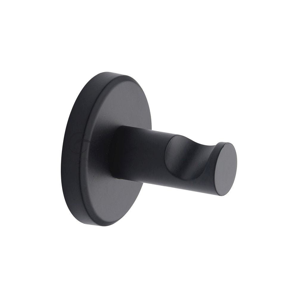 This is an image of a M.Marcus - Robe hook(one piece) Matt Black Finish, oxf-hook-blk that is available to order from T.H Wiggans Ironmongery in Kendal.