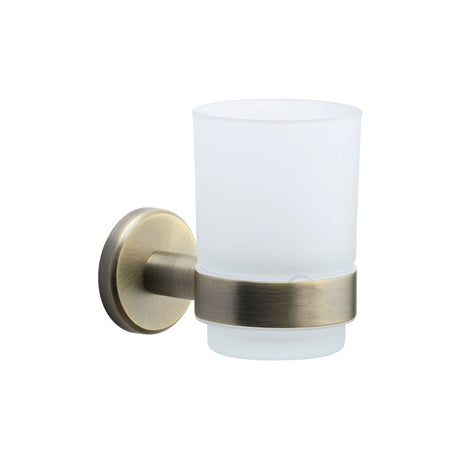 This is an image of a M.Marcus - Single tumbler holder with glass Matt Antique Finish, oxf-tumbler-ma that is available to order from T.H Wiggans Ironmongery in Kendal.