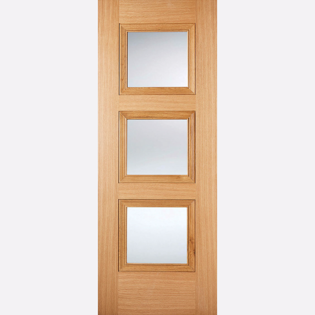 This is an image showing the LPD - Amsterdam 3L Pre-Finished Oak Doors Available to order from T.H. Wiggans Ironmongery in Kendal