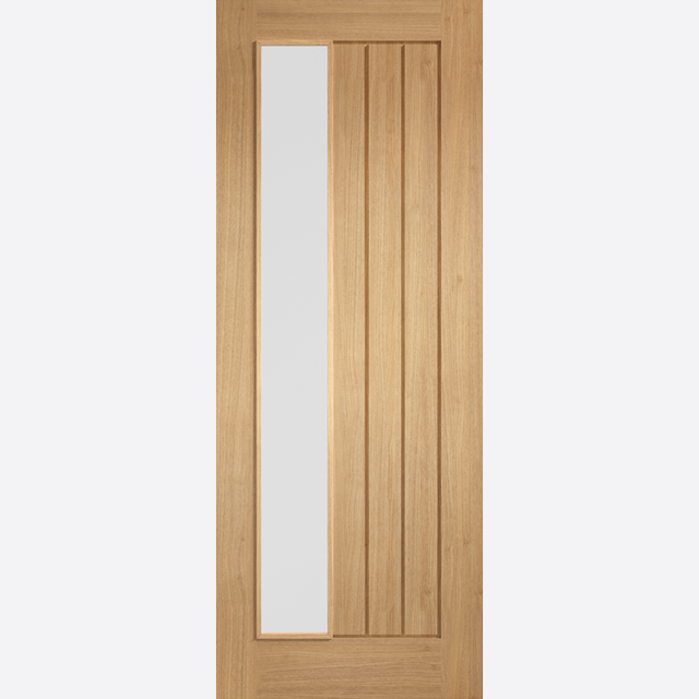 This is an image showing the LPD - Mexicano Offset Frosted Pre-finished Oak Doors Available to order from T.H. Wiggans Ironmongery in Kendal