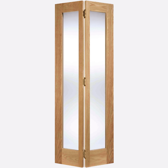 This is an image showing the LPD - Pattern 10 Bi-Fold Unfinished Oak Doors Available to order from T.H. Wiggans Ironmongery in Kendal