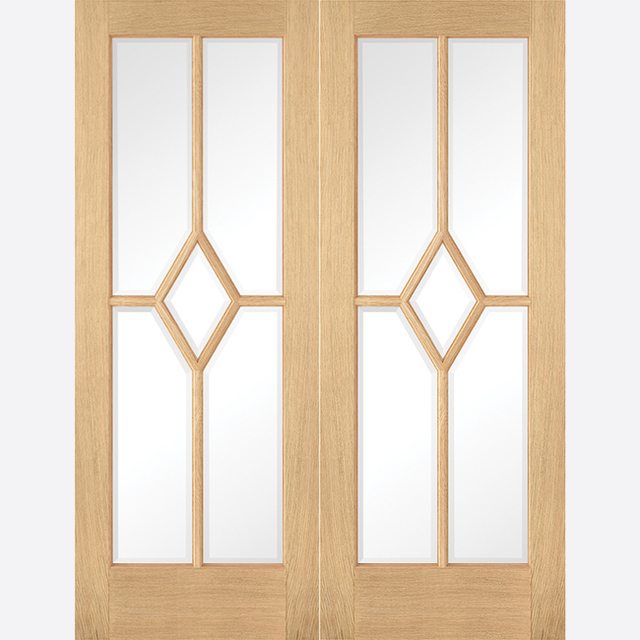 This is an image showing the LPD - Reims Pair Pre-finished Oak Doors Available to order from T.H. Wiggans Ironmongery in Kendal