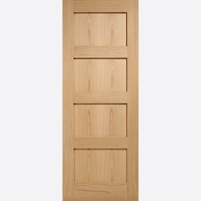 This is an image showing the LPD - Shaker 4P Pre-Finished Oak Doors Available to order from T.H. Wiggans Ironmongery in Kendal