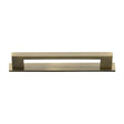 This is an image of a Heritage Brass - Cabinet Pull Metro Design with Plate 160mm CTC Antique Brass Finis, pl0337-160-at that is available to order from T.H Wiggans Ironmongery in Kendal.