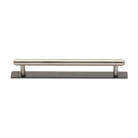 This is an image of a Heritage Brass - Cabinet Pull Step Design with Plate 160mm CTC Matt Bronze/Satin, pl4410-160-bsn that is available to order from T.H Wiggans Ironmongery in Kendal.