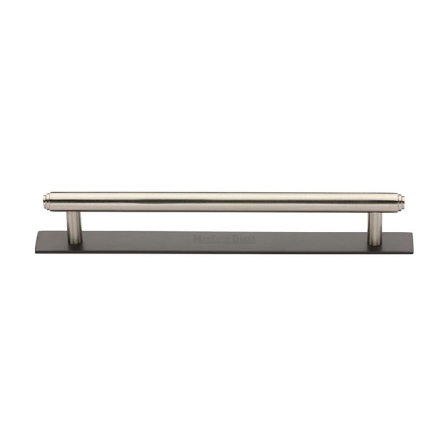 This is an image of a Heritage Brass - Cabinet Pull Step Design with Plate 160mm CTC Matt Bronze/Satin, pl4410-160-bsn that is available to order from T.H Wiggans Ironmongery in Kendal.