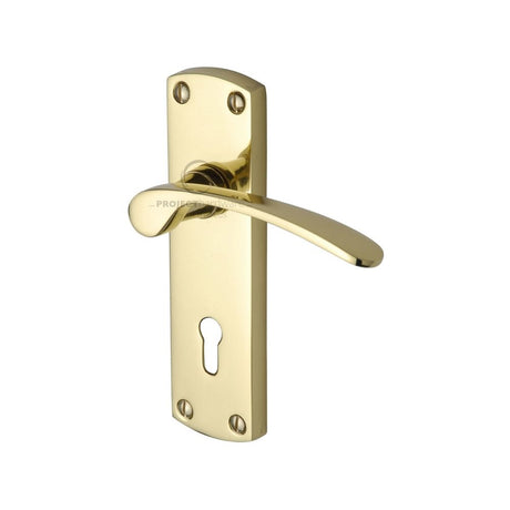 This is an image of a Project Hardware - Door Handle Lever Lock Luca Design Polished Brass Finish, pr400-pb that is available to order from T.H Wiggans Ironmongery in Kendal.
