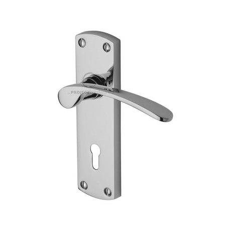 This is an image of a Project Hardware - Door Handle Lever Lock Luca Design Polished Chrome Finish, pr400-pc that is available to order from T.H Wiggans Ironmongery in Kendal.