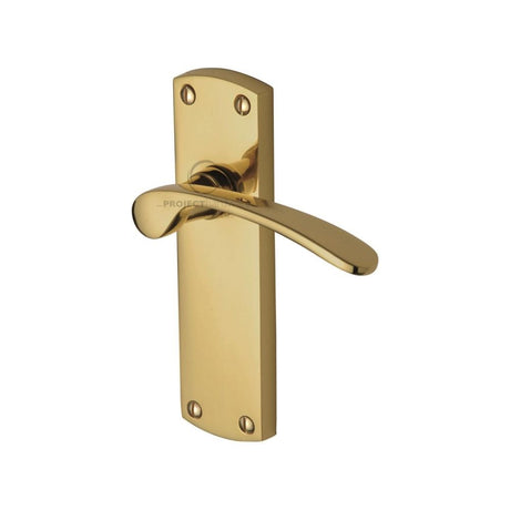 This is an image of a Project Hardware - Door Handle Lever Latch Luca Design Polished Brass Finish, pr410-pb that is available to order from T.H Wiggans Ironmongery in Kendal.