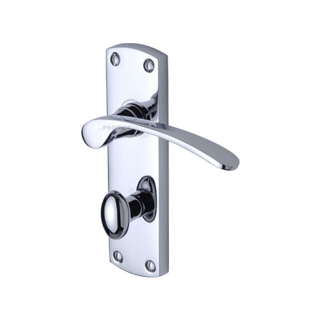 This is an image of a Project Hardware - Door Handle for Bathroom Luca Design Polished Chrome Finish, pr420-pc that is available to order from T.H Wiggans Ironmongery in Kendal.