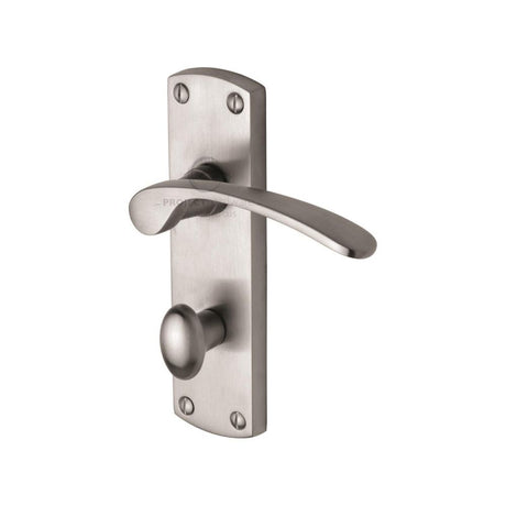 This is an image of a Project Hardware - Door Handle for Bathroom Luca Design Satin Chrome Finish, pr420-sc that is available to order from T.H Wiggans Ironmongery in Kendal.
