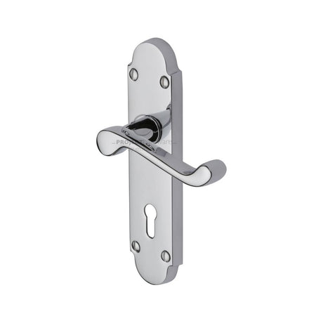 This is an image of a Project Hardware - Door Handle Lever Lock Milton Design Polished Chrome Finish, pr500-pc that is available to order from T.H Wiggans Ironmongery in Kendal.