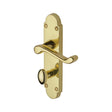 This is an image of a Project Hardware - Door Handle for Bathroom Milton Design Polished Brass Finish, pr520-pb that is available to order from T.H Wiggans Ironmongery in Kendal.