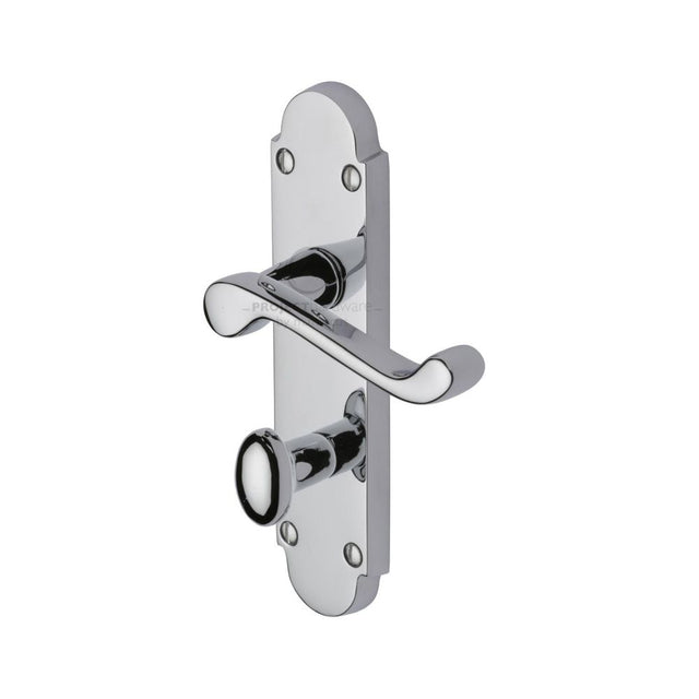 This is an image of a Project Hardware - Door Handle for Bathroom Milton Design Polished Chrome Finish, pr520-pc that is available to order from T.H Wiggans Ironmongery in Kendal.