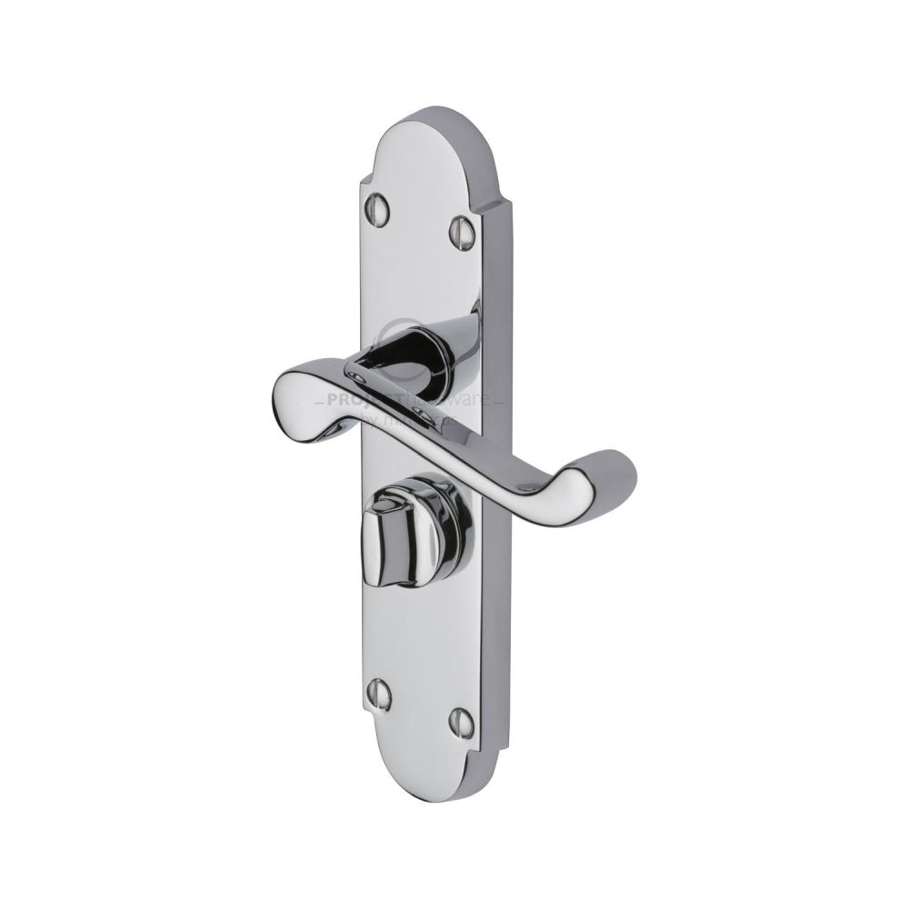 This is an image of a Project Hardware - Door Handle for Privacy Set Milton Short Design Polished Chrome F, pr525-pc that is available to order from T.H Wiggans Ironmongery in Kendal.