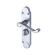 This is an image of a Project Hardware - Door Handle for Privacy Set Milton Short Design Satin Chrome F, pr525-sc that is available to order from T.H Wiggans Ironmongery in Kendal.