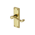 This is an image of a Project Hardware - Door Handle Lever Latch Malvern Short Design Polished Brass Finis, pr610-pb that is available to order from T.H Wiggans Ironmongery in Kendal.