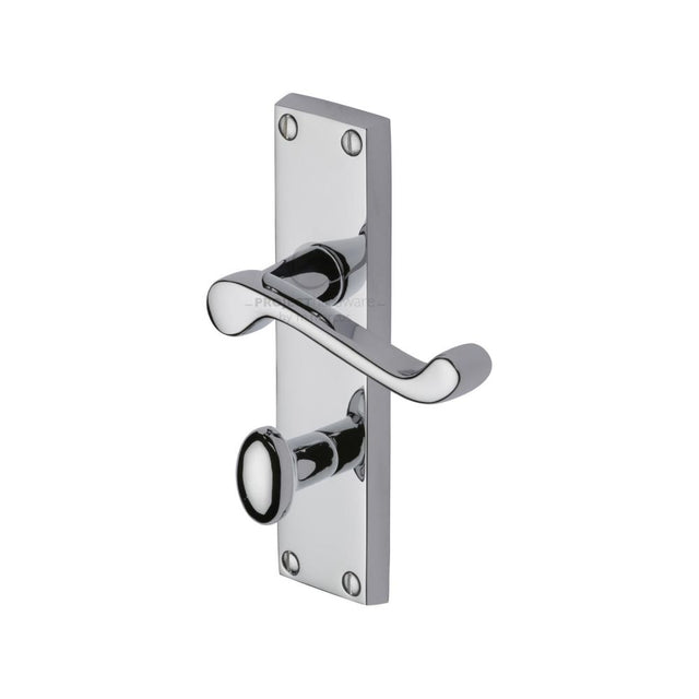 This is an image of a Project Hardware - Door Handle for Bathroom Malvern Design Polished Chrome Finish, pr620-pc that is available to order from T.H Wiggans Ironmongery in Kendal.