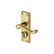 This is an image of a Project Hardware - Door Handle for Privacy Set Malvern Short Design Polished Brass F, pr625-pb that is available to order from T.H Wiggans Ironmongery in Kendal.