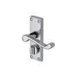 This is an image of a Project Hardware - Door Handle for Privacy Set Malvern Short Design Polished Chrome, pr625-pc that is available to order from T.H Wiggans Ironmongery in Kendal.