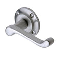 This is an image of a Project Hardware - Door Handle Lever Latch on Round Rose Malvern Design Satin Chr, pr630-sc that is available to order from T.H Wiggans Ironmongery in Kendal.
