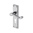 This is an image of a Project Hardware - Door Handle for Euro Profile Plate Malvern Design Polished Chrome, pr648-pc that is available to order from T.H Wiggans Ironmongery in Kendal.
