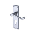 This is an image of a Project Hardware - Door Handle for Euro Profile Plate Malvern Design Satin Chrome, pr648-sc that is available to order from T.H Wiggans Ironmongery in Kendal.