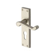 This is an image of a Project Hardware - Door Handle for Euro Profile Plate Malvern Design Satin Nickel, pr648-sn that is available to order from T.H Wiggans Ironmongery in Kendal.