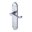 This is an image of a Project Hardware - Door Handle Lever Lock Kensington Design Satin Chrome Finish, pr7082-sc that is available to order from T.H Wiggans Ironmongery in Kendal.