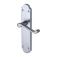 This is an image of a Project Hardware - Door Handle Lever Latch Kensington Design Satin Chrome Finish, pr7084-sc that is available to order from T.H Wiggans Ironmongery in Kendal.