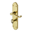 This is an image of a Project Hardware - Door Handle for Bathroom Kensington Design Polished Brass Finish, pr7088-pb that is available to order from T.H Wiggans Ironmongery in Kendal.