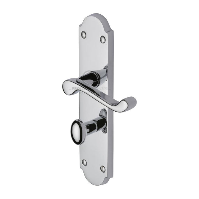 This is an image of a Project Hardware - Door Handle for Bathroom Kensington Design Polished Chrome Finish, pr7088-pc that is available to order from T.H Wiggans Ironmongery in Kendal.