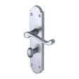 This is an image of a Project Hardware - Door Handle for Bathroom Kensington Design Satin Chrome Finish, pr7088-sc that is available to order from T.H Wiggans Ironmongery in Kendal.