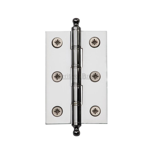 This is an image of a Heritage Brass - 3" x 2" Hinge with Finial Polished Chrome Finish, pr88-246-pc that is available to order from T.H Wiggans Ironmongery in Kendal.