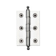 This is an image of a Heritage Brass - 3" x 2" Hinge with Finial Satin Chrome Finish, pr88-246-sc that is available to order from T.H Wiggans Ironmongery in Kendal.