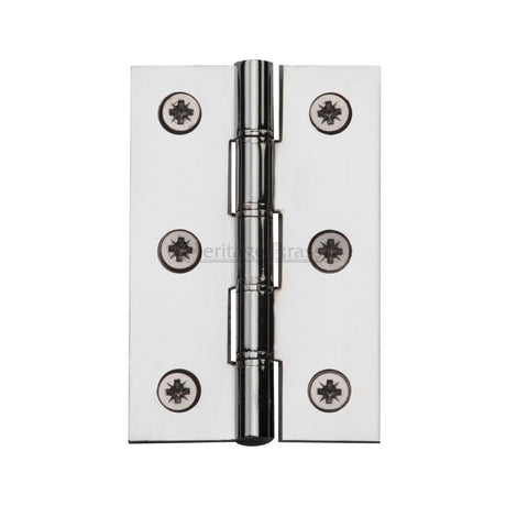 This is an image of a Heritage Brass - Hinge Brass with Phosphor Washers 3" x 2" Polished Chrome Finish, pr88-400-pc that is available to order from T.H Wiggans Ironmongery in Kendal.