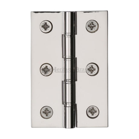 This is an image of a Heritage Brass - Hinge Brass with Phosphor Washers 3" x 2" Polished Nickel Finish, pr88-400-pnf that is available to order from T.H Wiggans Ironmongery in Kendal.
