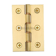 This is an image of a Heritage Brass - Hinge Brass with Phosphor Washers 3" x 2" Satin Brass Finish, pr88-400-sb that is available to order from T.H Wiggans Ironmongery in Kendal.